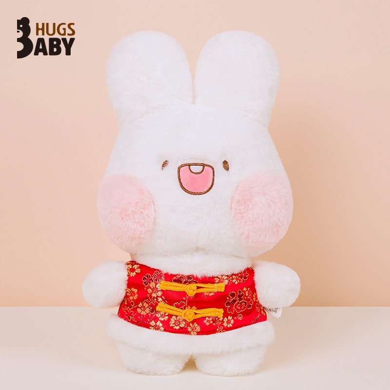 Embrace baby, Chinese costume, Momo rabbit doll, New Year rabbit plush toy company's annual meeting 